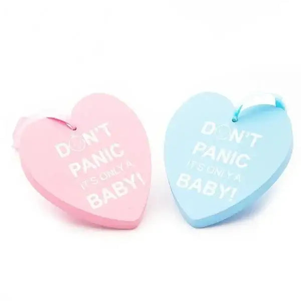 Dont Panic its only a Baby Chunky wooden hearts - Blue