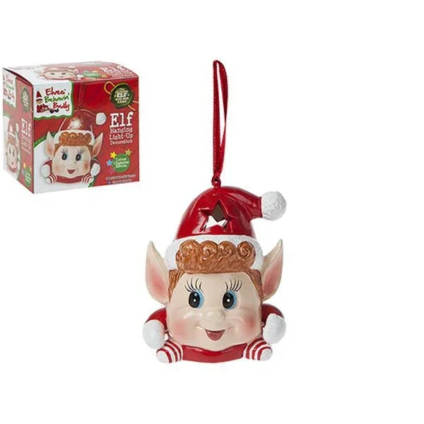 3 Inch Elf Ornament With 3 Col Changing Light In Printed Box