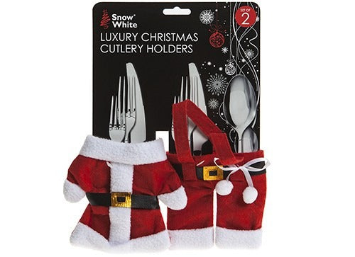Set Of 2 Luxury Christmas Cutlery Holders On Backing Crd