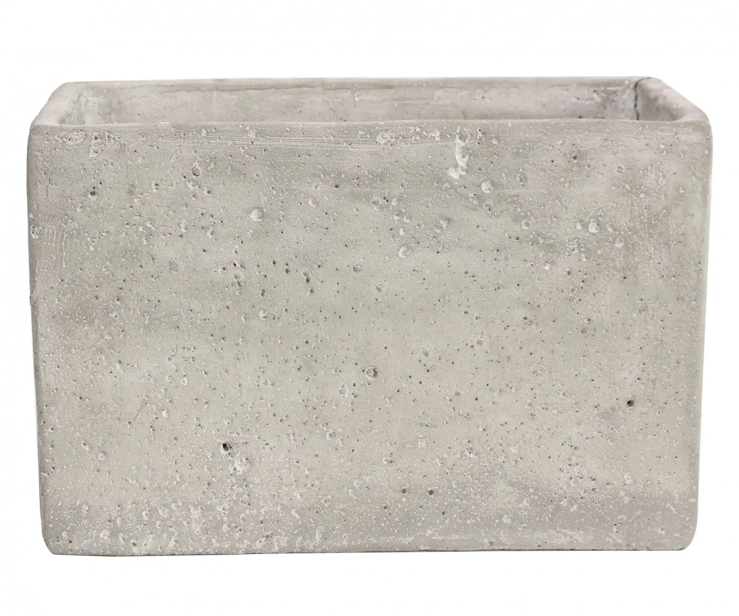 Rectangular concrete planter with textured finish, ideal for modern home décor and indoor plants