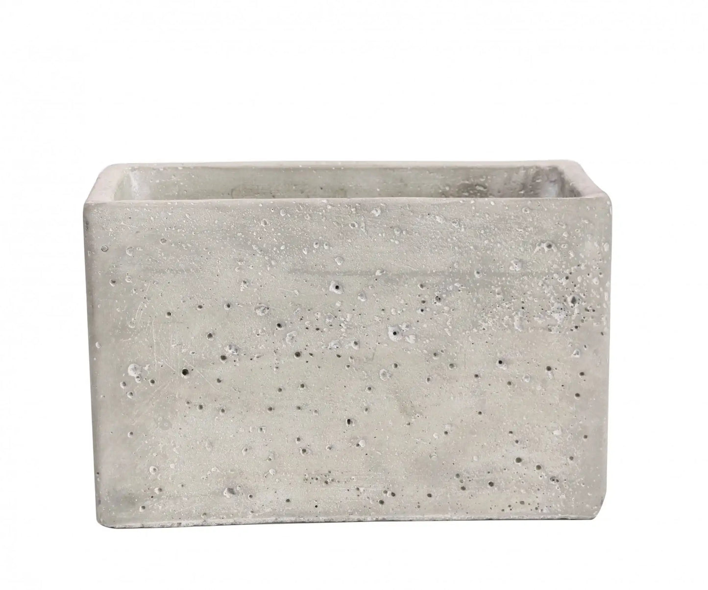 Rectangular concrete planter with textured finish, ideal for modern home décor and indoor plants