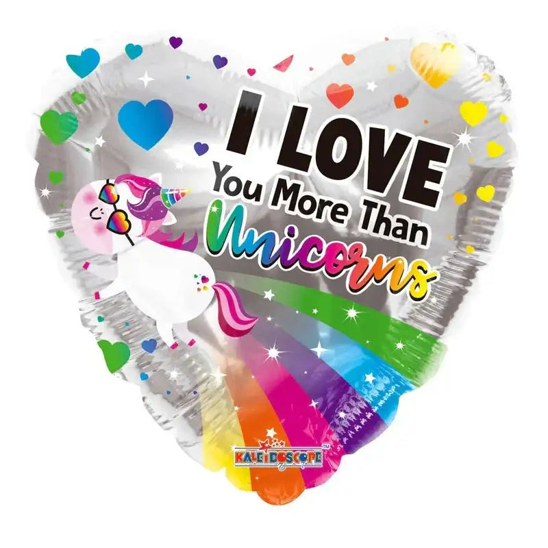 18 Inch I Love You More than Unicorns Balloon