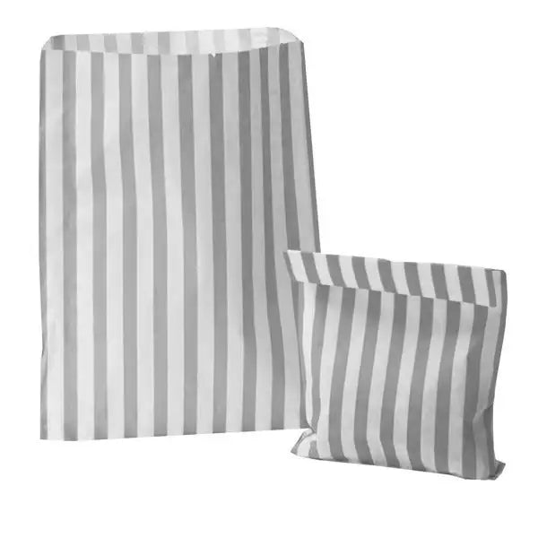 Silver Candy Stripe Sweet Bags