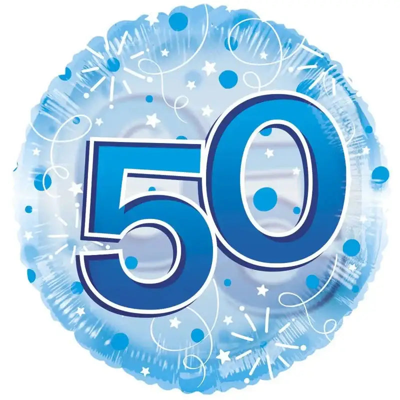 Age 50 Clearview Balloon - Blue (24 Inch)