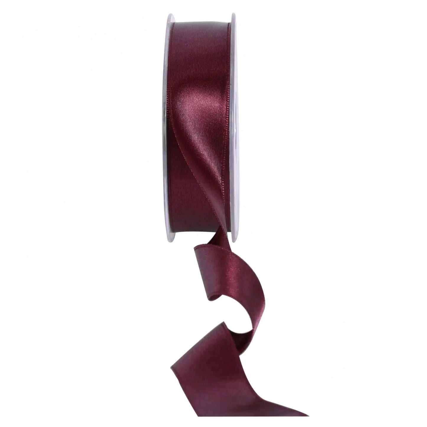 Burgundy satin ribbon spool for gift wrapping and home décor accents