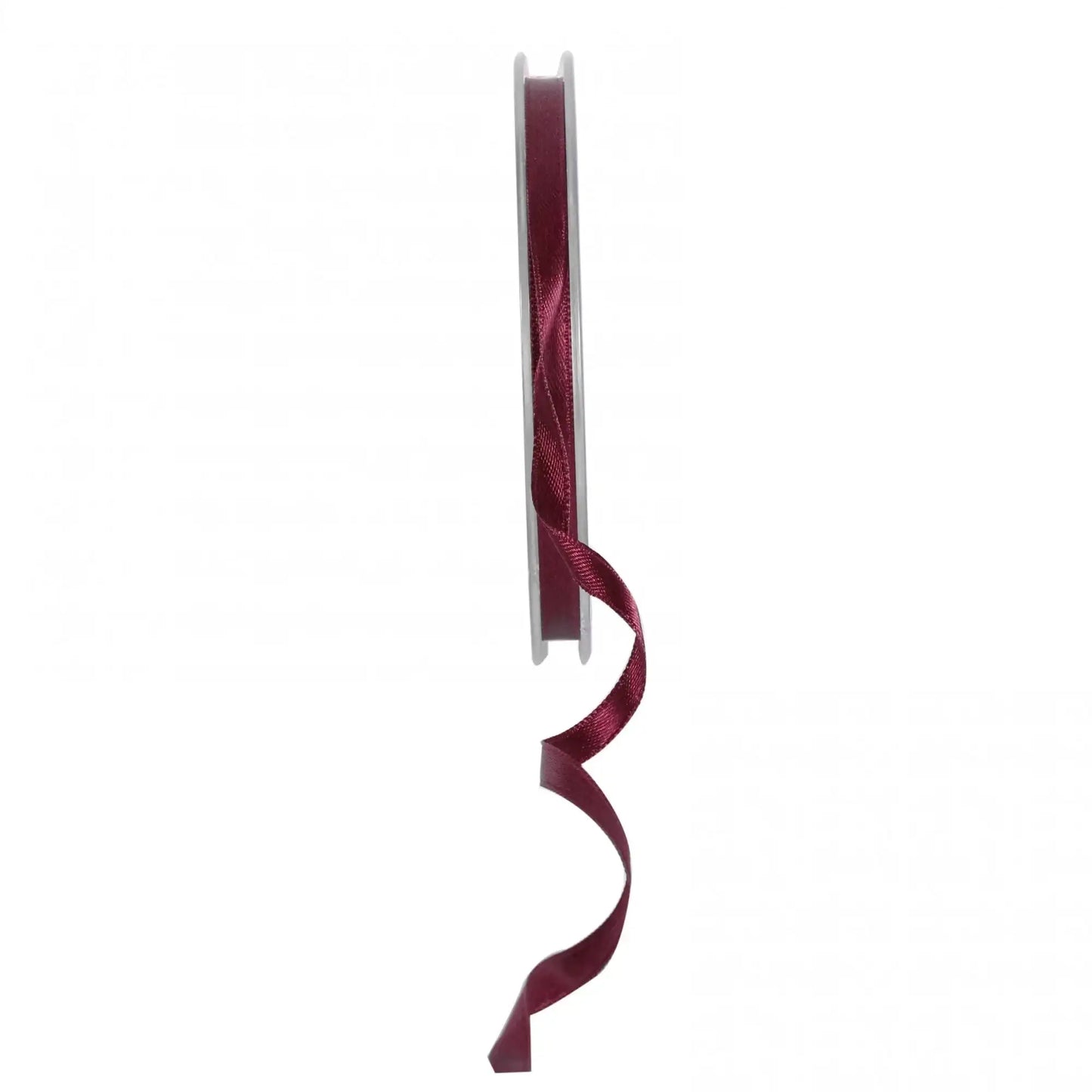 Burgundy satin ribbon spool for gift wrapping and home décor, perfect for birthdays and celebrations