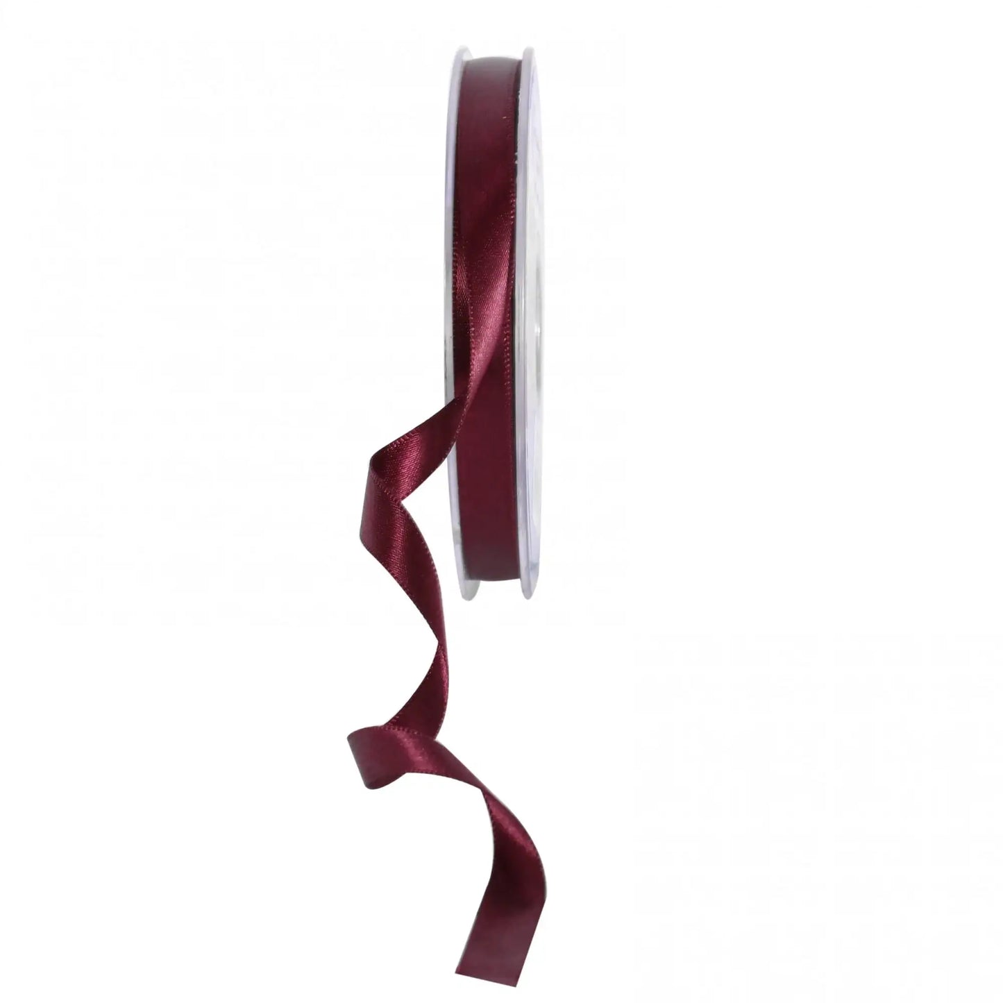 Burgundy satin ribbon spool for gift wrapping and home décor accents