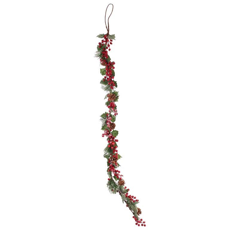 Berry/Holly/Cone Garland - Red (5ft)