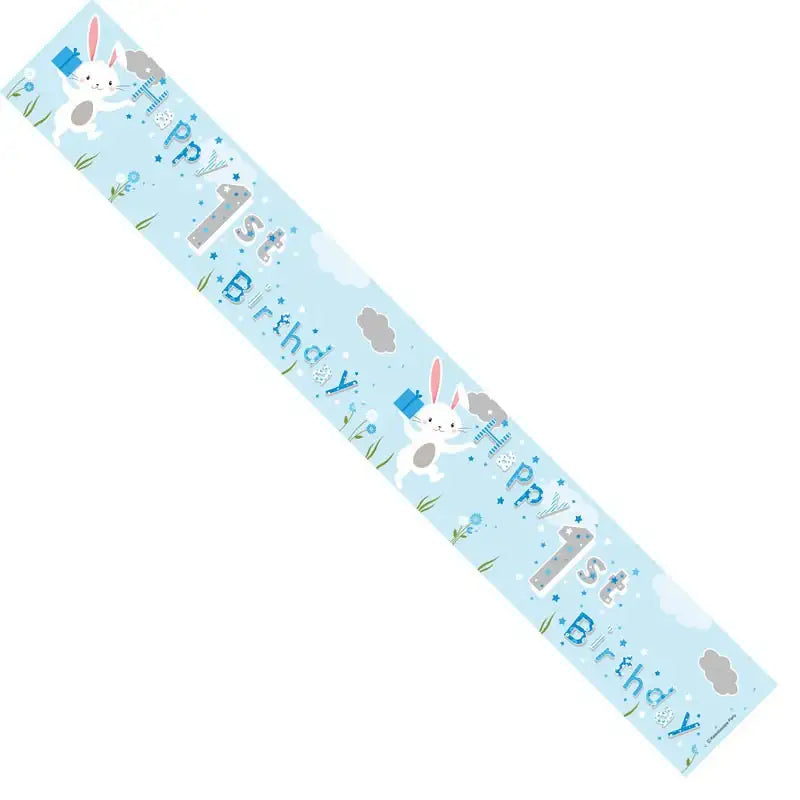 Happy 1st Birthday Baby Blue Banner