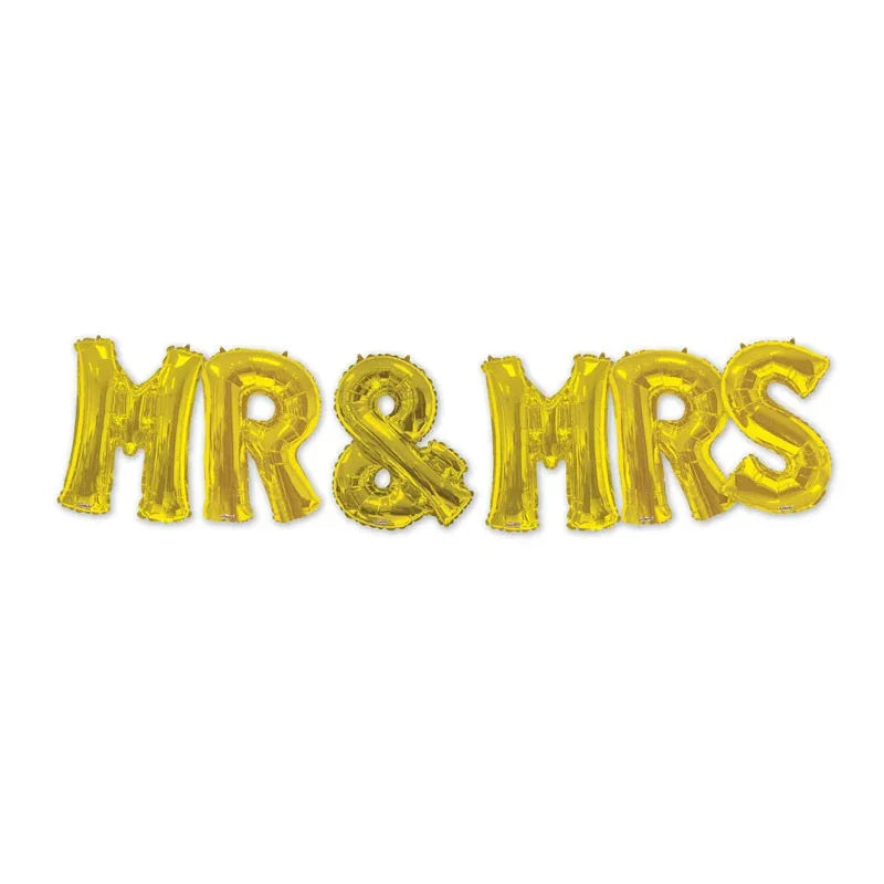Mr & Mrs Gold Balloon Bouquet