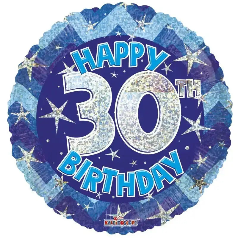 Blue Holographic Happy 30th Birthday Balloon (18 Inch)