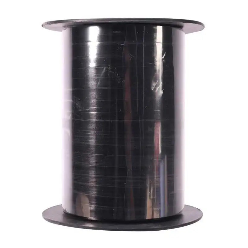 Black metallic gift ribbon spool for home décor and celebration wrapping