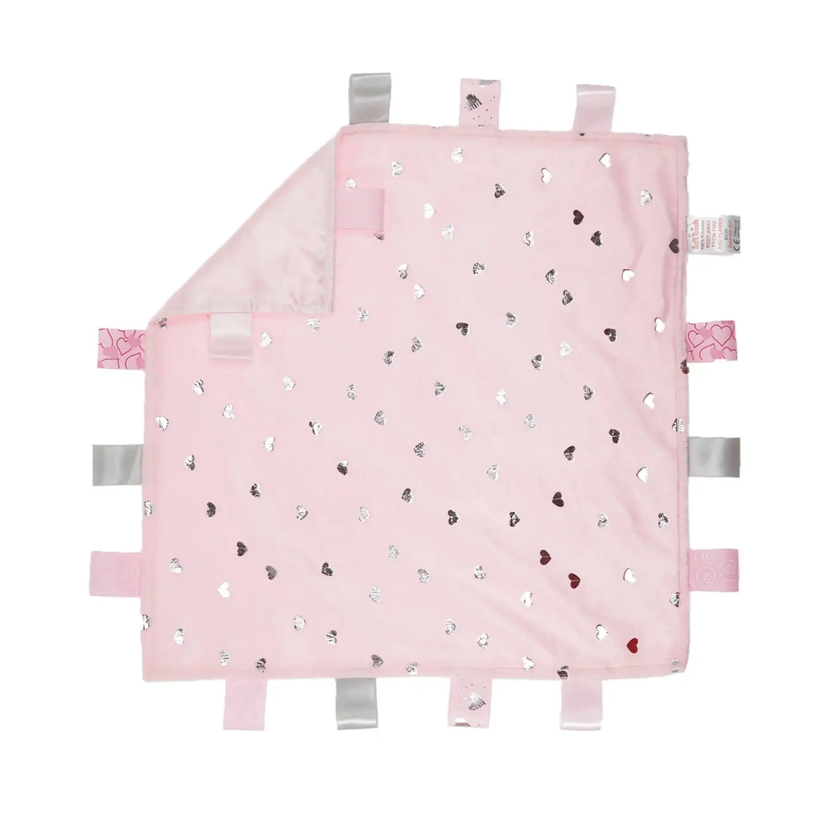 Pink Comforter with Hearts Print and Ribbons