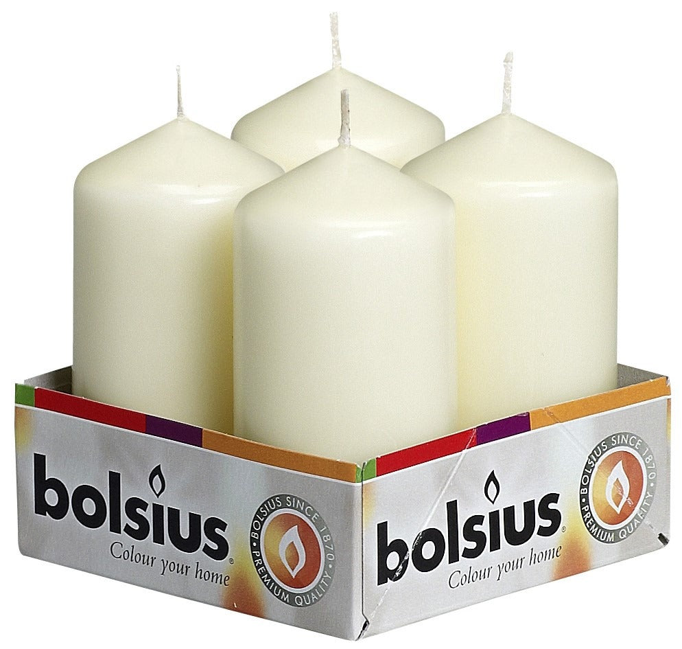 Pack of 4 Bolsius Ivory Pillar Candles