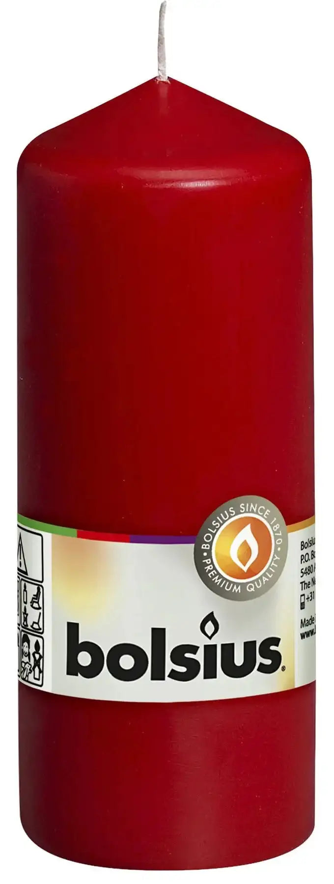 Bolsius Red Pillar Candle (150/60mm) - Bristow Direct