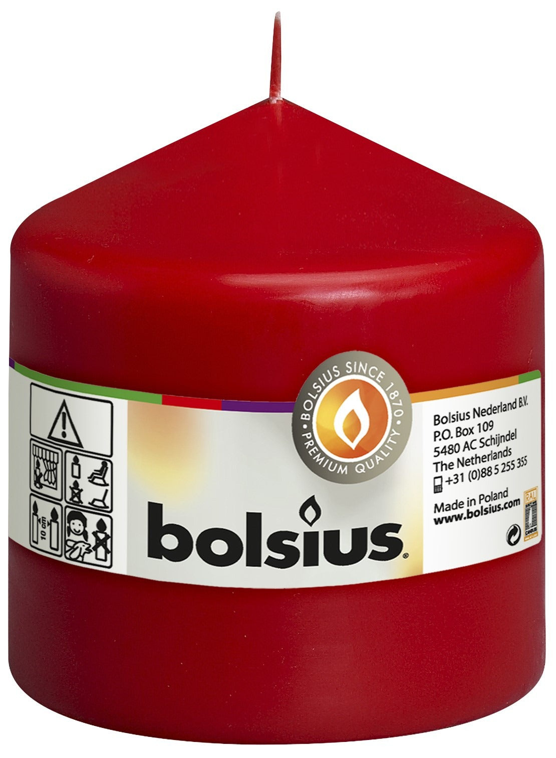 Bolsius Pillar candle Red single in cello