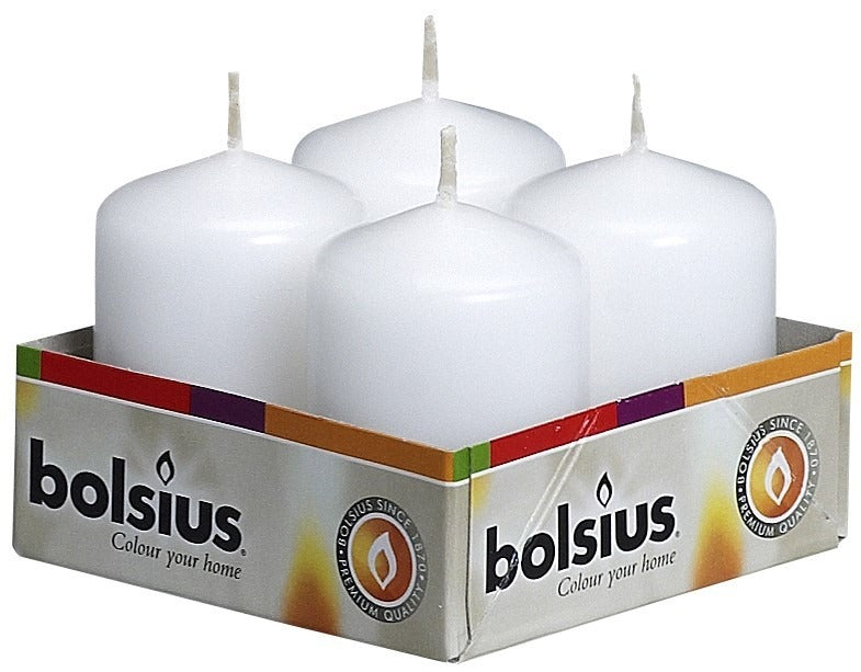 Bolsius Pillar candles White 60 x 40 mm (tray of 4)
