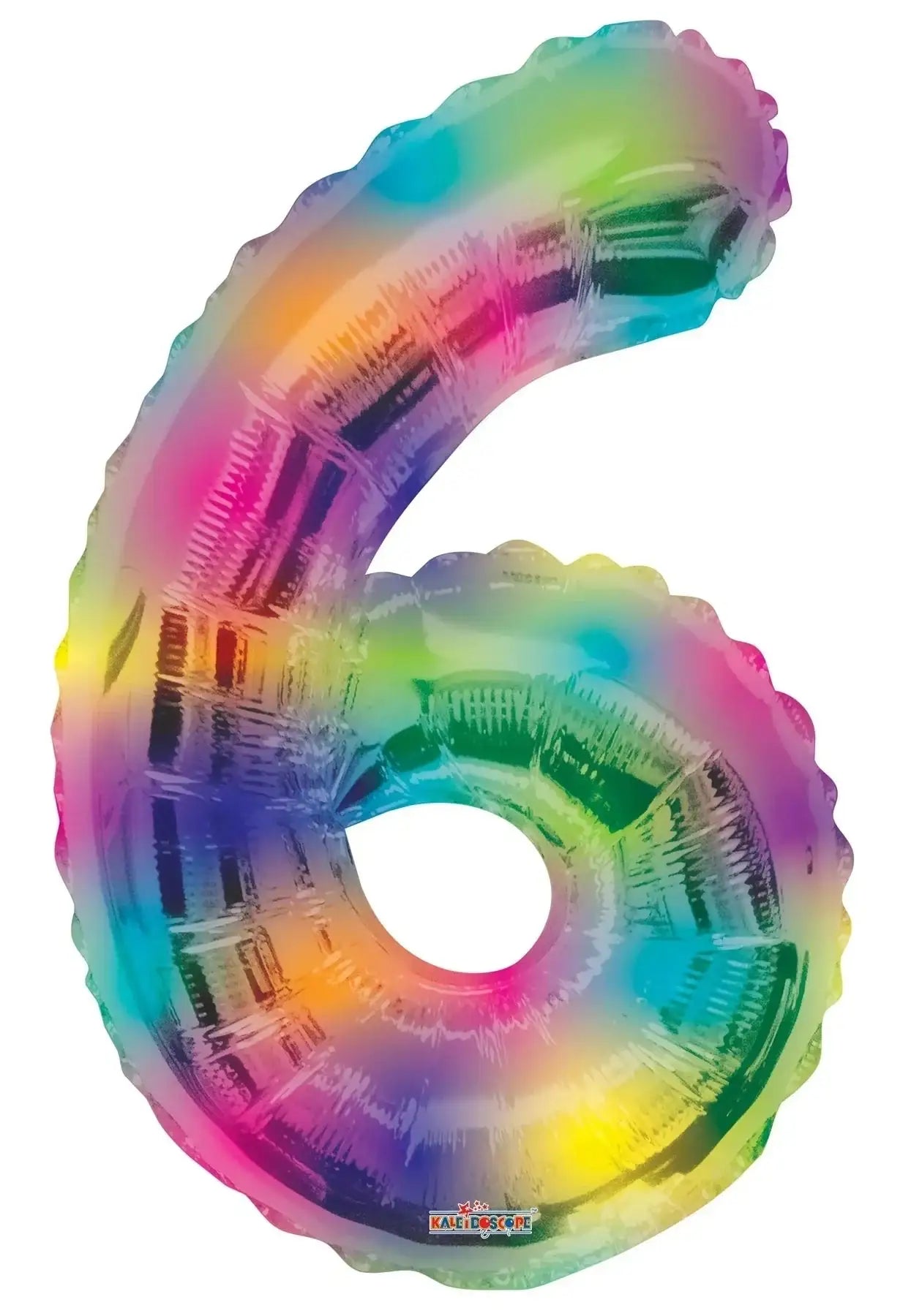 (34 Inch) Number Balloon - 6 - Rainbow