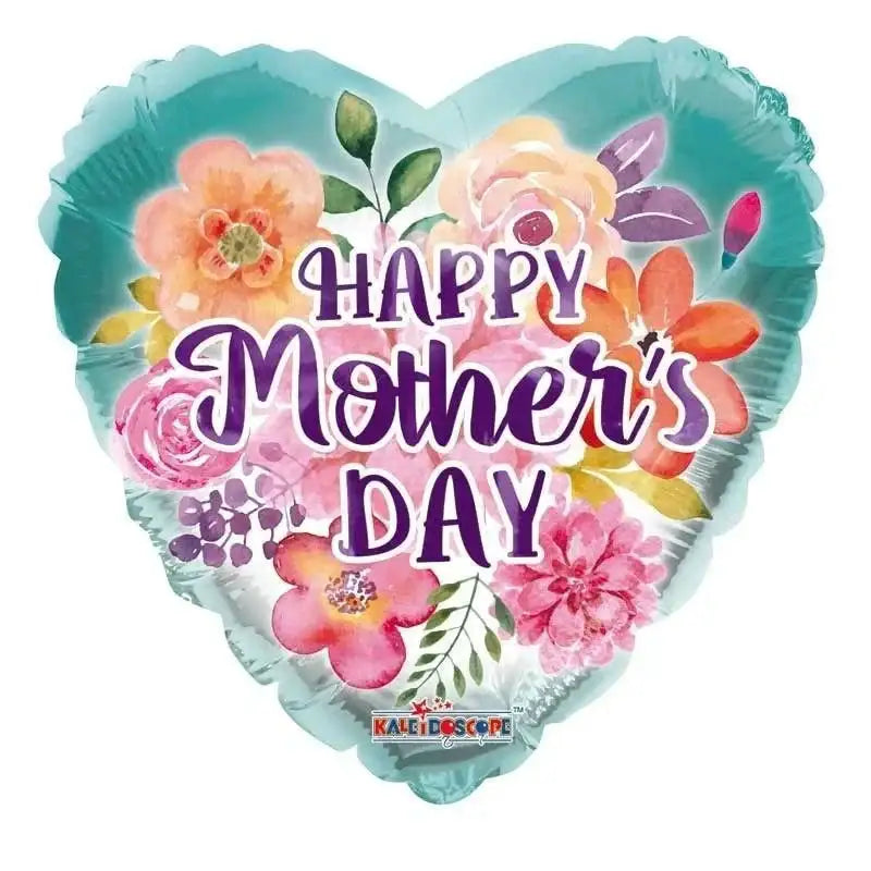 Happy Mother's Day heart-shaped balloon with floral design, perfect for Mother's Day gifts and celebrations