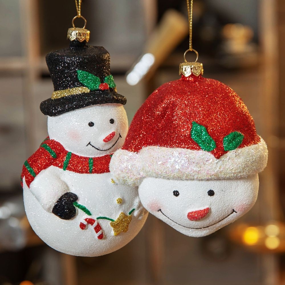 Discover the Assorted Glitter Snowman Hanging Decorations at Bristow Direct