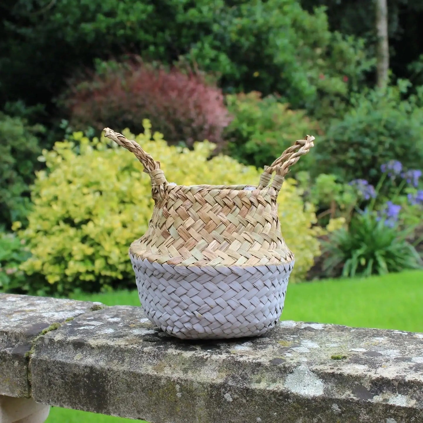 11.5cm Grey and Natural Two Tone Belly Basket