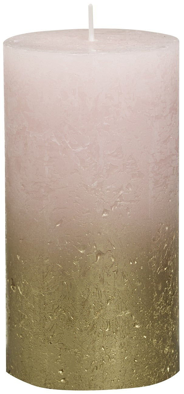 Bolsius Rustic Faded Gold Pink Metallic Candle (130mm x 68mm)