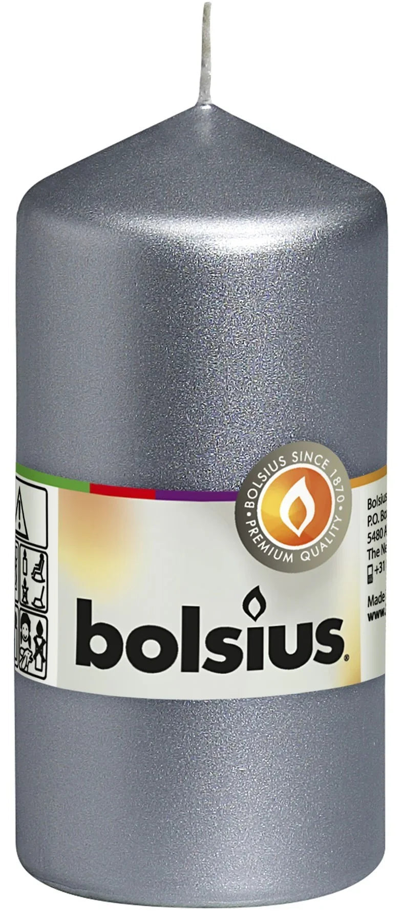 Silver Bolsius Pillar candle (120mm x 58mm)
