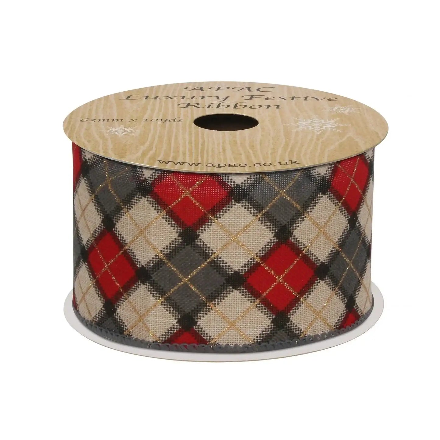 Red and Grey Argyle Diamond (63mm x 10yds)