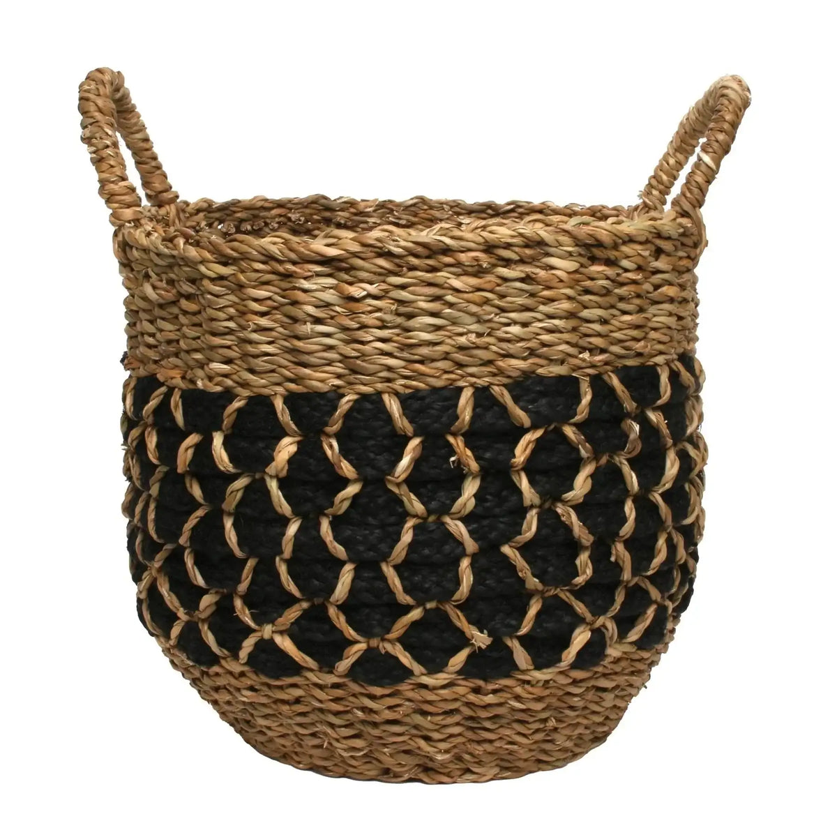 Seagrass and Jute Braided Basket with Handles (35cm)