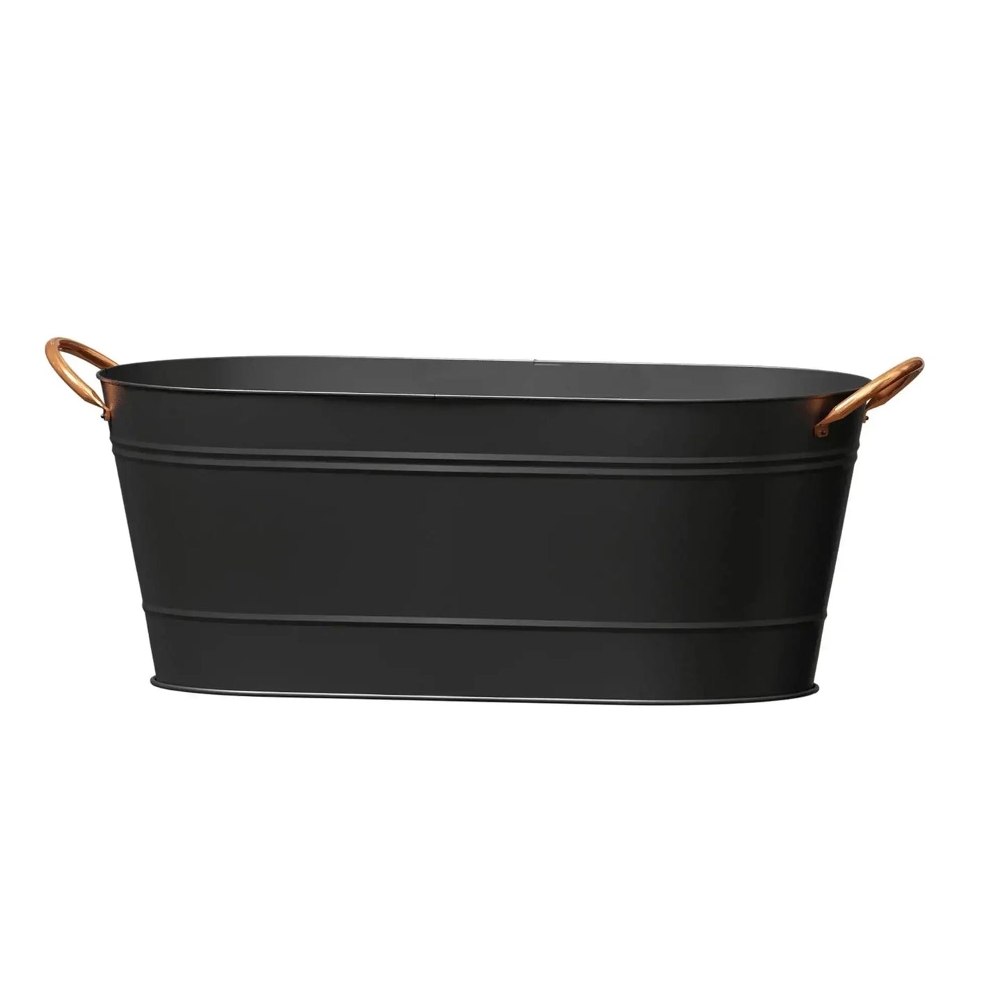 Matte Black Modern Farmhouse Oval Washtub Planter (16Inch)