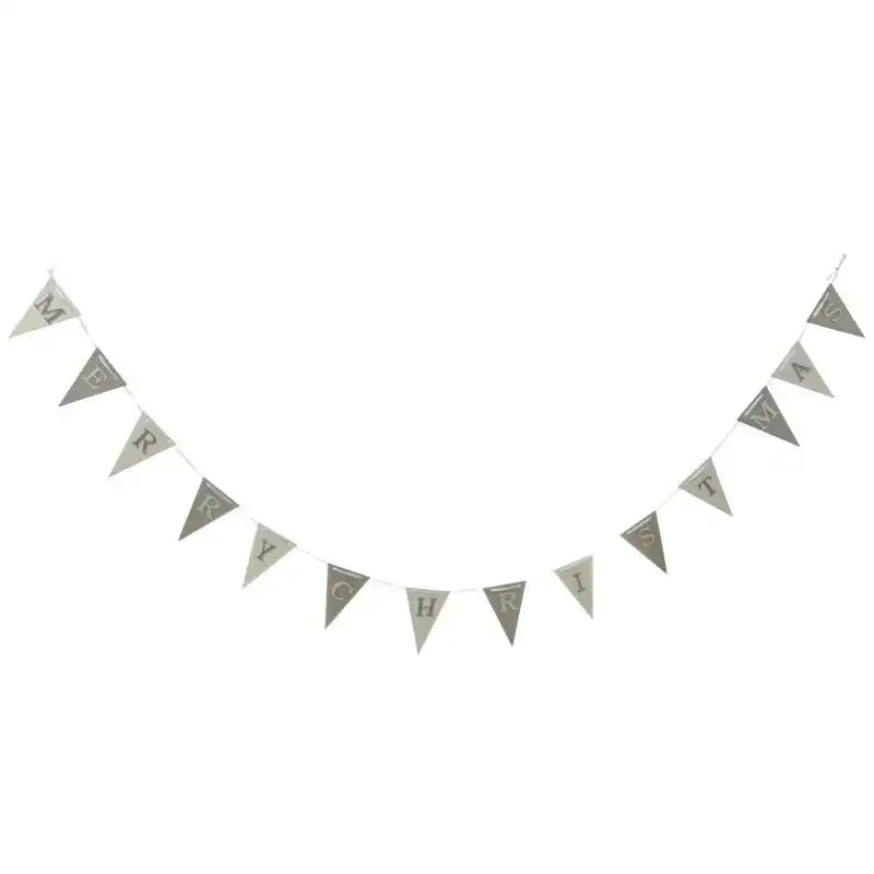 Wooden Silver and White Flag Garland