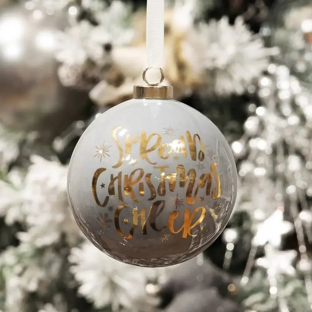 Grey and Gold Ceramic Bauble- Spread Christmas Cheer