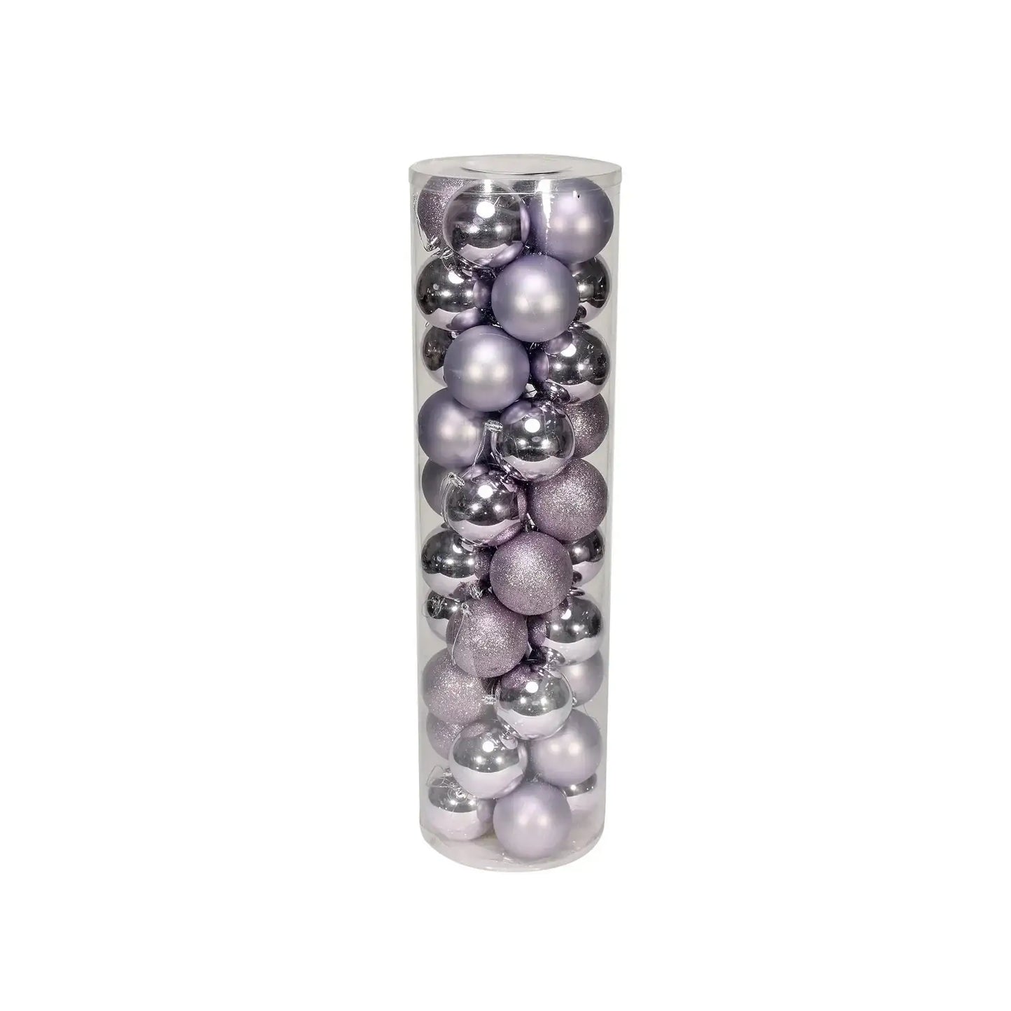 48 Lilac Baubles in Matt Shiny and Glitter Finish (8cm)