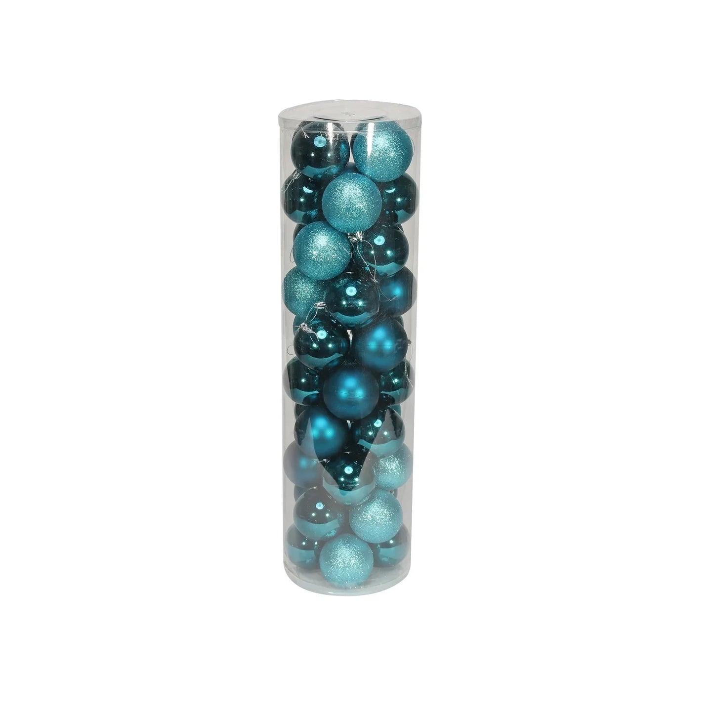 48 Turquoise Baubles in Matt Shiny & Glitter Finish (8cm)