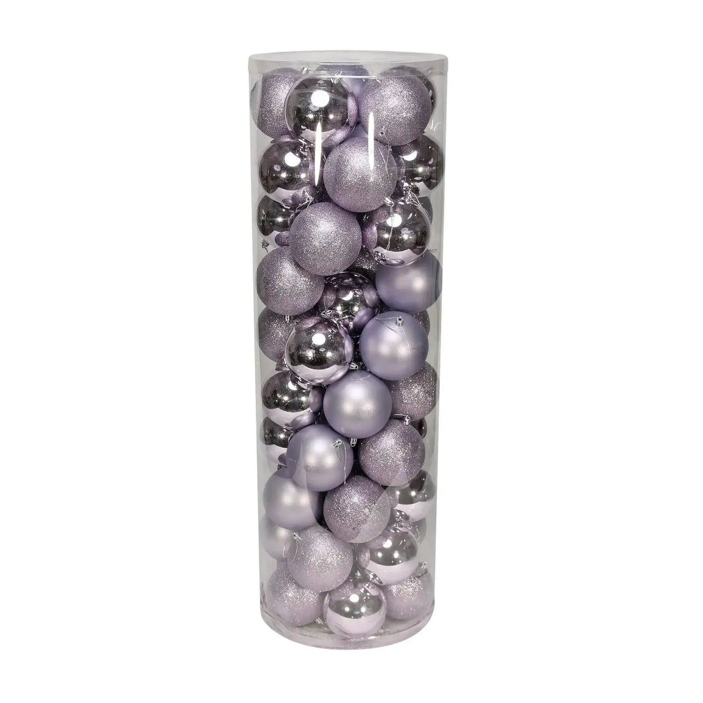 48 Lilac Baubles in Matt Shiny and Glitter Finish (10cm)