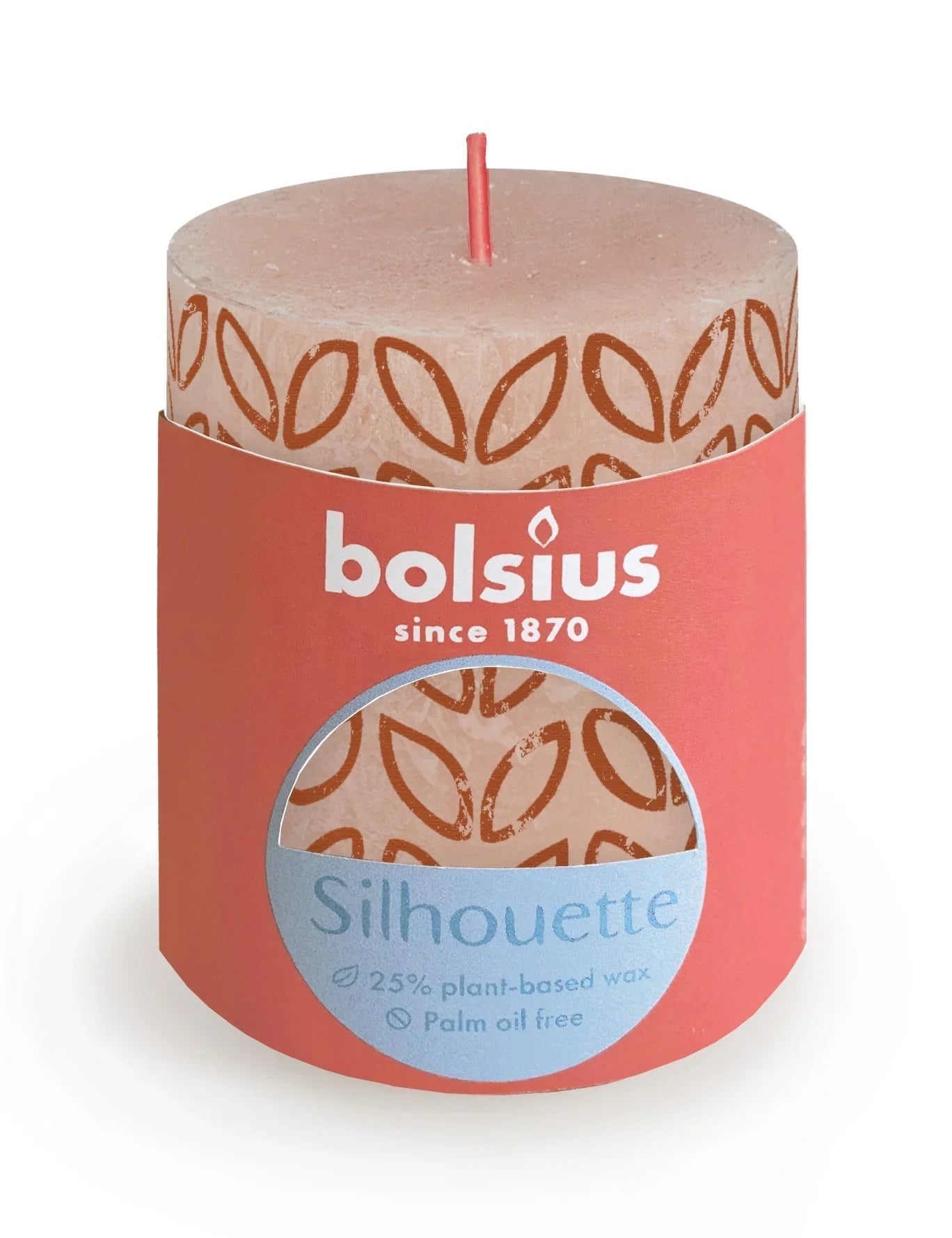 Misty Pink Bolsius Rustic Silhouette Pillar Candle (80 x 68mm)