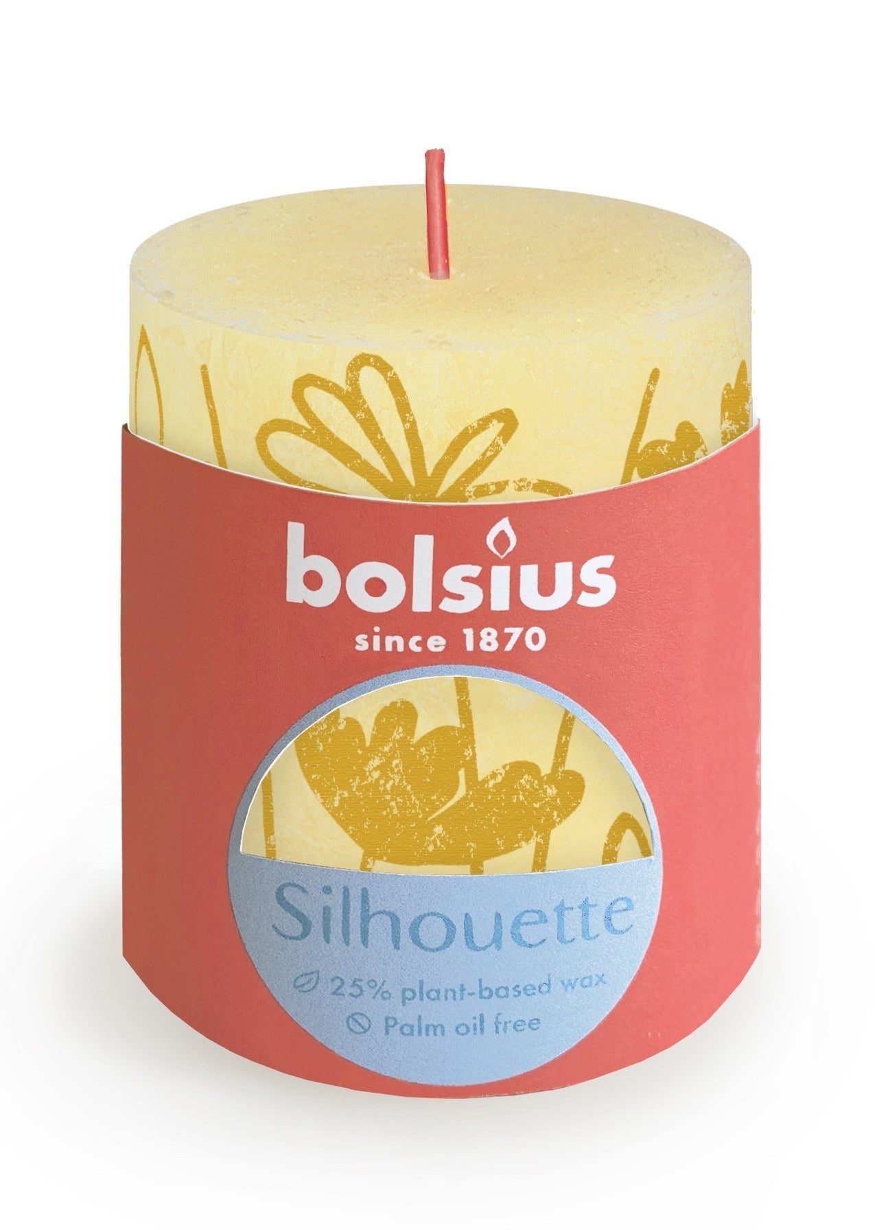 Butter Yellow Bolsius Rustic Silhouette Pillar Candle (80 x 68mm)