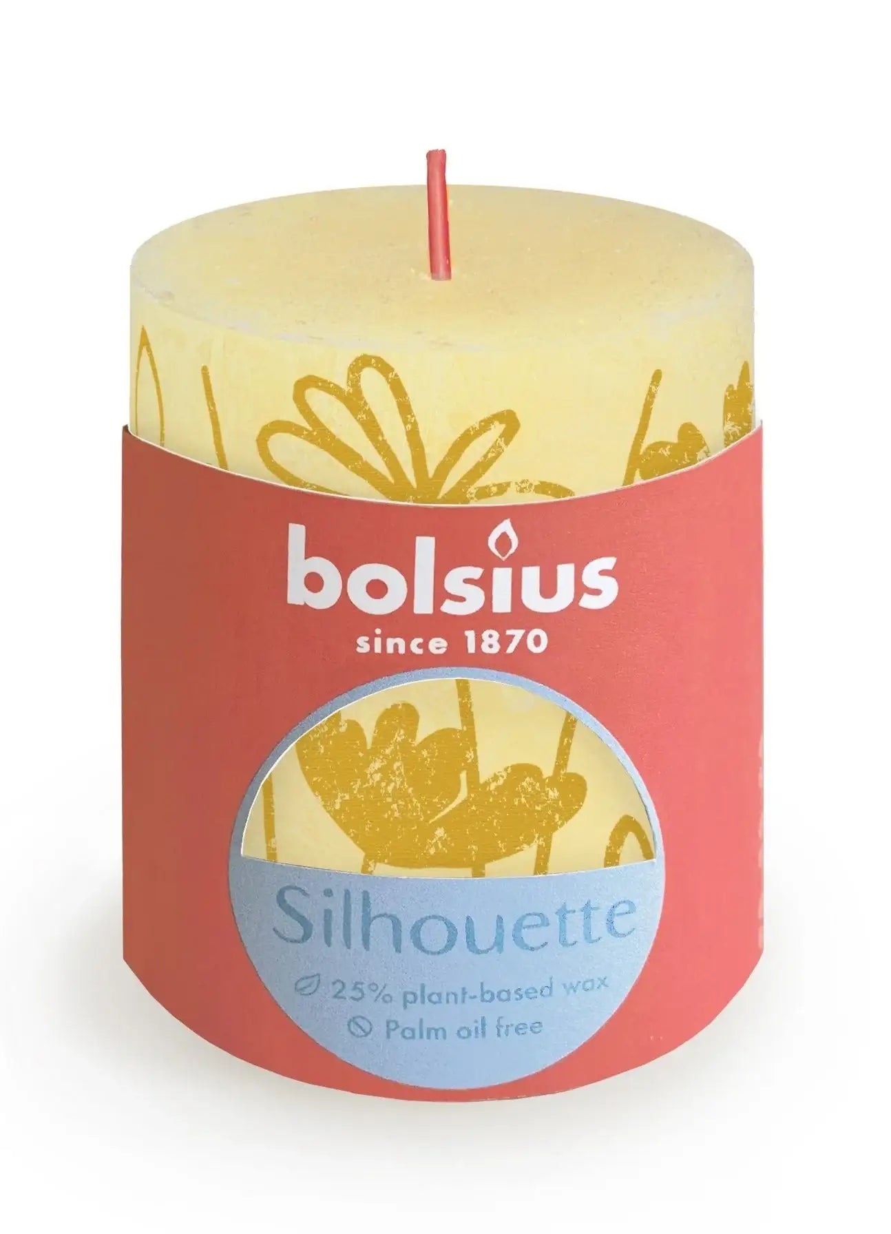 Butter Yellow Bolsius Rustic Silhouette Pillar Candle (80 x 68mm)