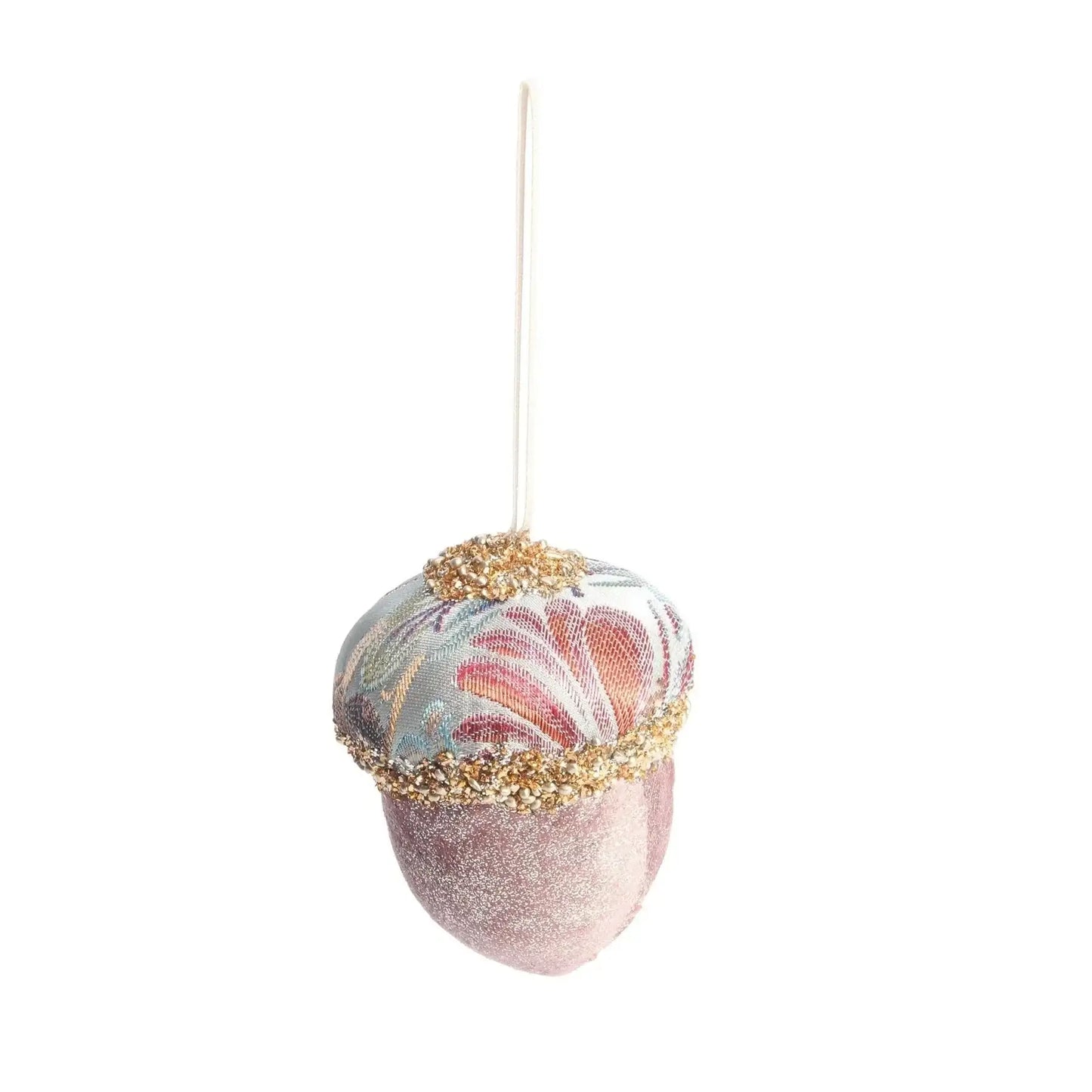Sage Green and Pink Embroidered Acorn (11cm)