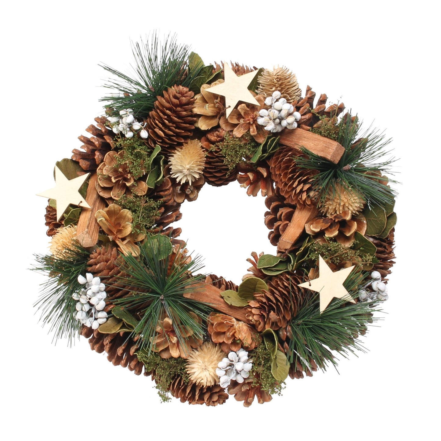 Woodland Wooden White Stars Fruit wreath