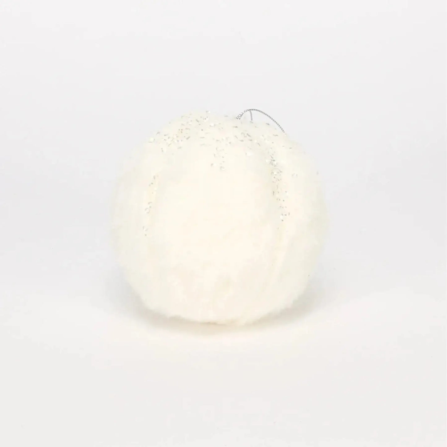 Winter Wonderland White Glitter and Fur Bauble (Dia10cm)