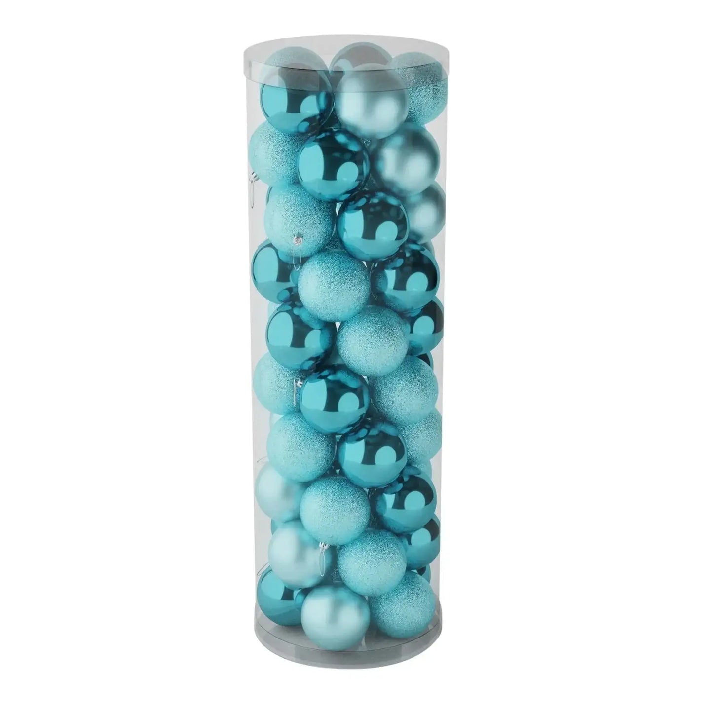 48 Ice Blue Baubles in Matt Shiny and Glitter Finish (10cm)