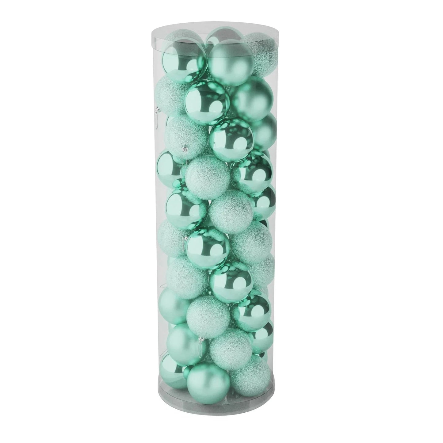 48 Mint Green Baubles in Matt Shiny & Glitter Finish (10cm)