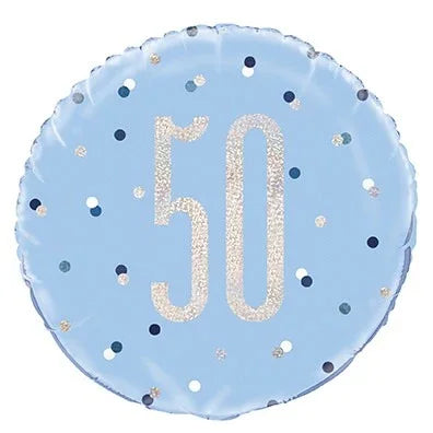 Blue and Silver Prismatic 50th Birthday Foil Balloon (18 Inch)
