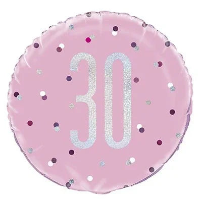 Pink and Silver Prismatic 30th Birthday Foil Balloon (18 Inch)