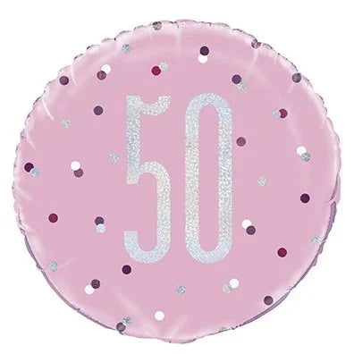 Pink and Silver Prismatic 50th Birthday Foil Balloon (18 Inch)