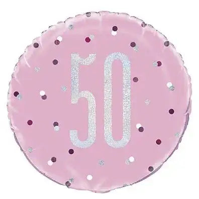 Pink and Silver Prismatic 50th Birthday Foil Balloon (18 Inch)