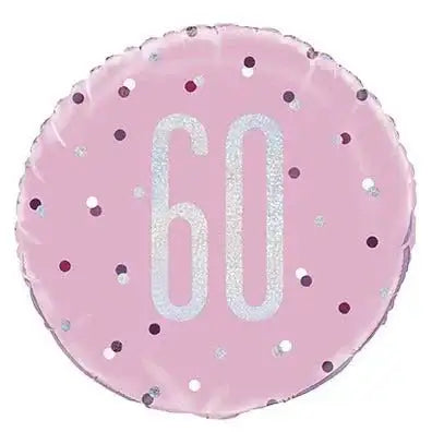 Pink and Silver Prismatic 60th Birthday Foil Balloon (18 Inch)