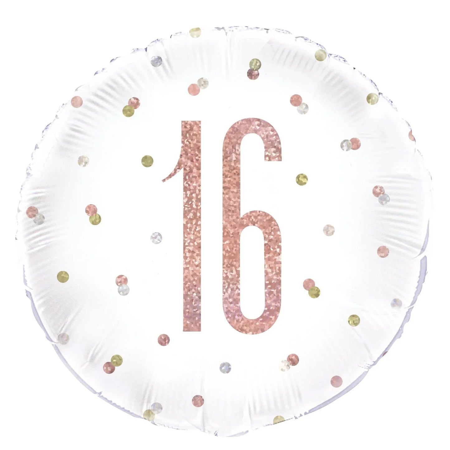 Rose Gold and White Prismatic 16th Foil Balloon (18 Inch)