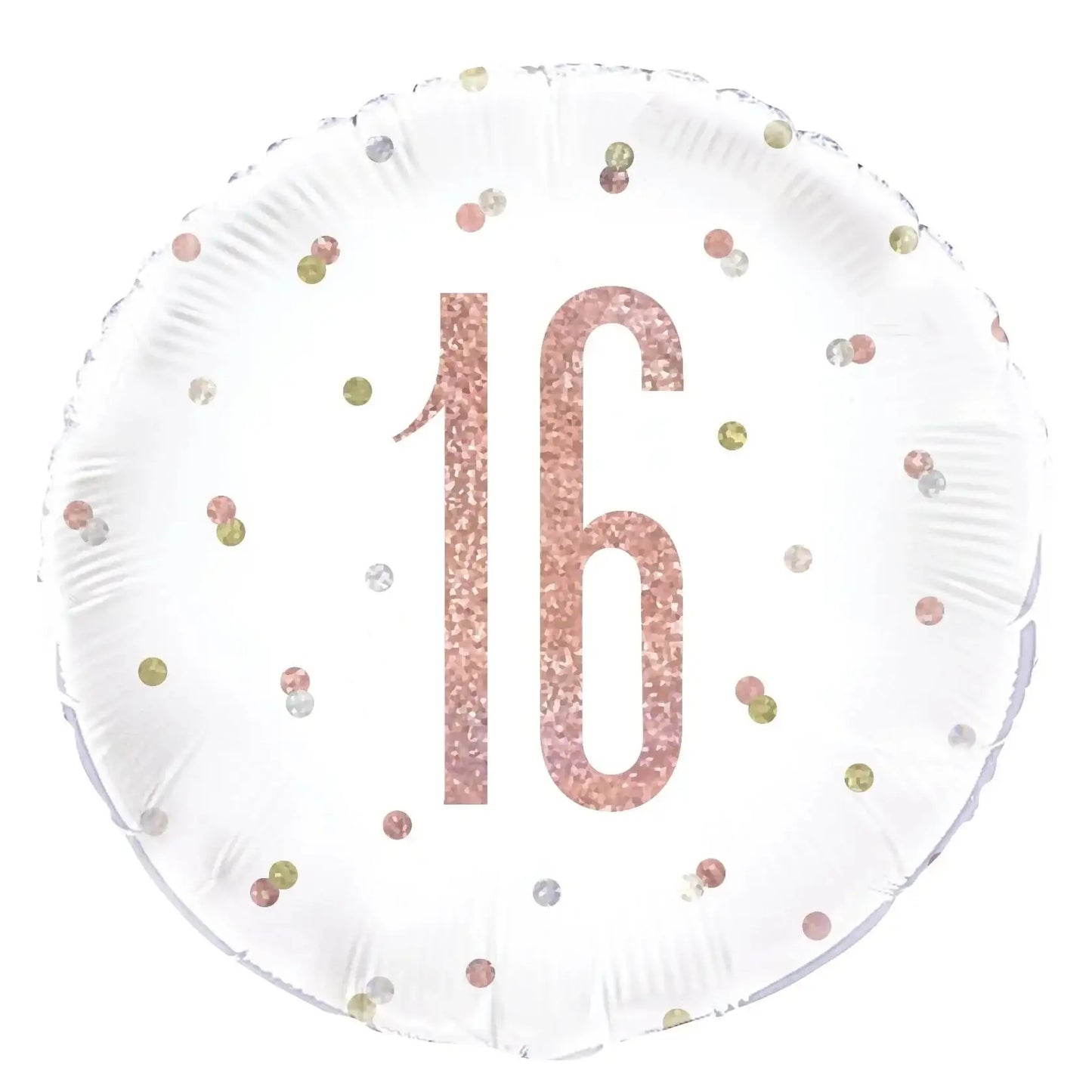 Rose Gold and White Prismatic 16th Foil Balloon (18 Inch)